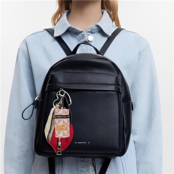 Pink Lipstick Case Mini Leather Lip Gloss Lipstick Organizer Travel Lipstick Bag - Picture 6 of 8